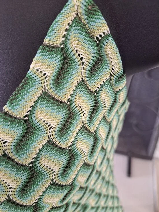 Y2K Green Halter Midi Dress Rope Straps Size 14 Geometric Pattern Boho Retro - Picture 2 of 13